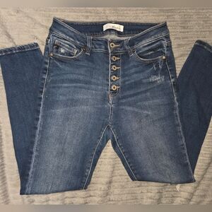 KanCan High Rise Skinny Jeans Button Fly Distressed Size 9/28